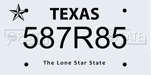 587R85 Texas License Plate
