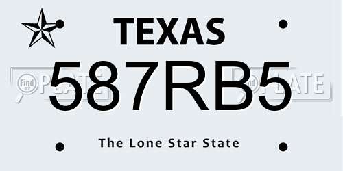 587RB5 Texas License Plate