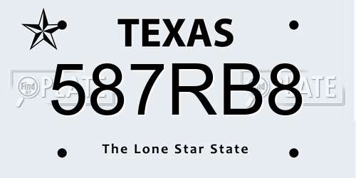 587RB8 Texas License Plate