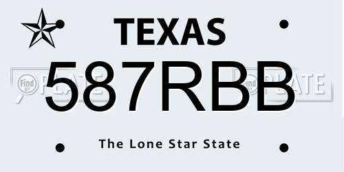 587RBB Texas License Plate