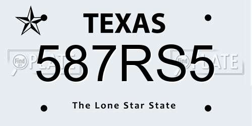 587RS5 Texas License Plate