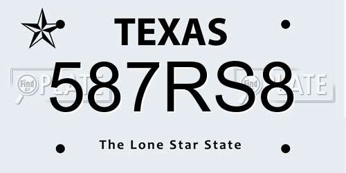 587RS8 Texas License Plate