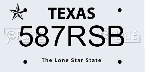 587RSB Texas License Plate
