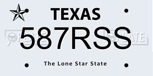 587RSS Texas License Plate