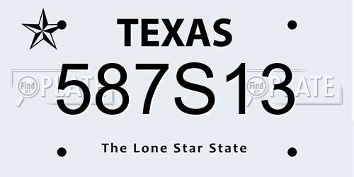 587S13 Texas License Plate