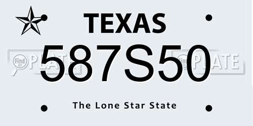 587S50 Texas License Plate
