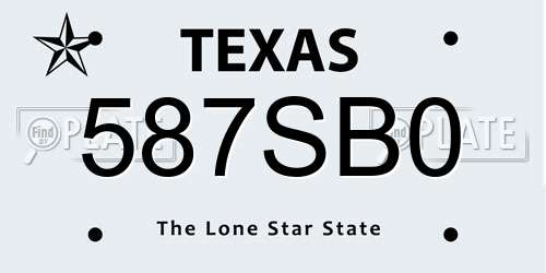 587SB0 Texas License Plate