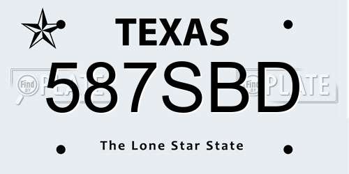 587SBD Texas License Plate
