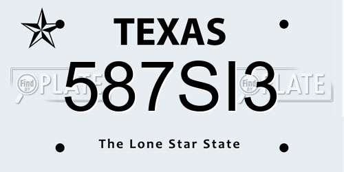587SI3 Texas License Plate