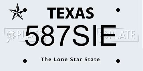587SIE Texas License Plate