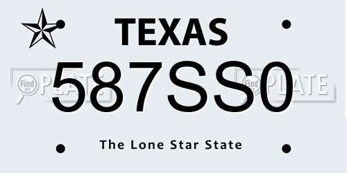 587SS0 Texas License Plate