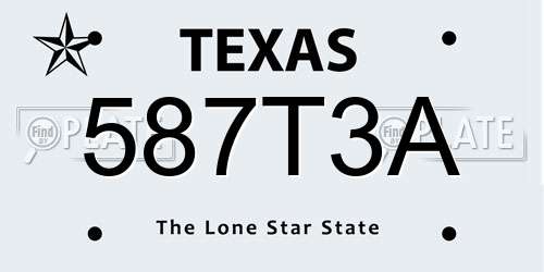 587T3A Texas License Plate