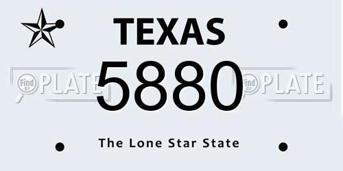 5880 Texas License Plate