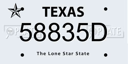 58835D Texas License Plate