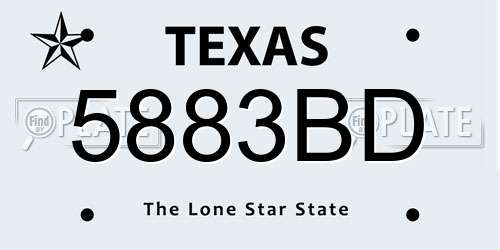 5883BD Texas License Plate