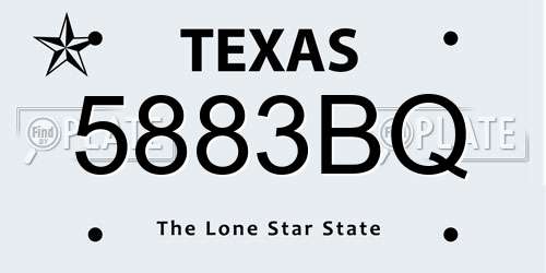 5883BQ Texas License Plate