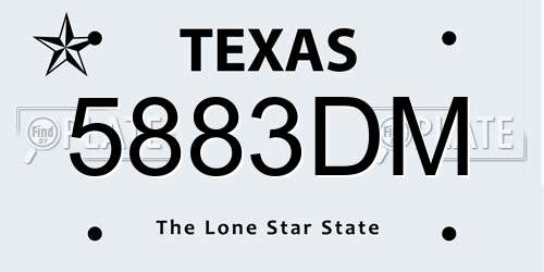 5883DM Texas License Plate