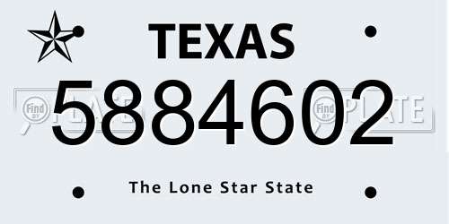 5884602 Texas License Plate