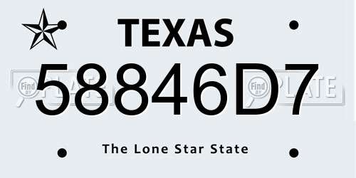 58846D7 Texas License Plate
