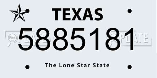 5885181 Texas License Plate