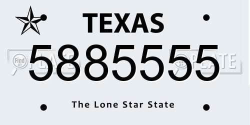 5885555 Texas License Plate