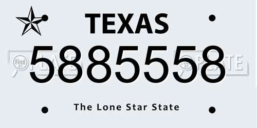 5885558 Texas License Plate