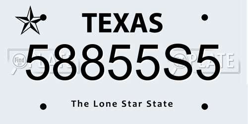 58855S5 Texas License Plate