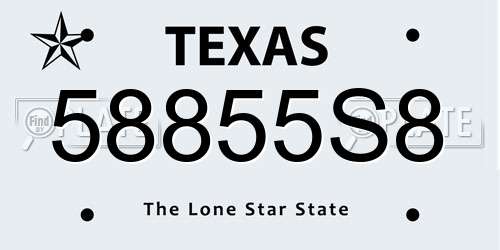 58855S8 Texas License Plate