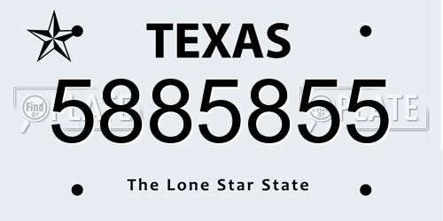 5885855 Texas License Plate