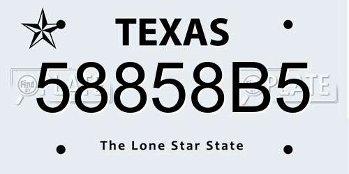 58858B5 Texas License Plate
