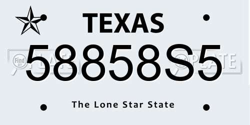 58858S5 Texas License Plate