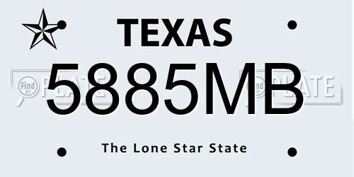 5885MB Texas License Plate