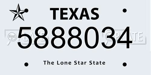 5888034 Texas License Plate