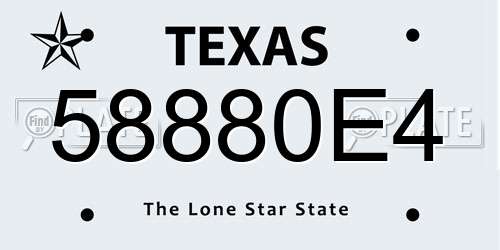 58880E4 Texas License Plate