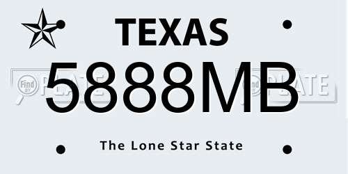 5888MB Texas License Plate