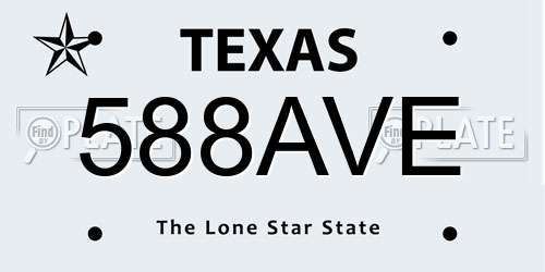 588AVE Texas License Plate