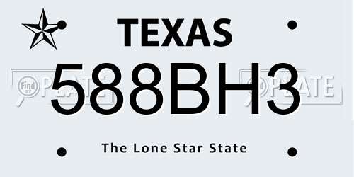 588BH3 Texas License Plate