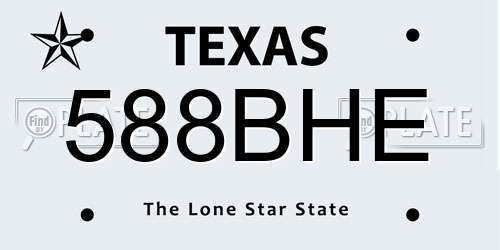 588BHE Texas License Plate