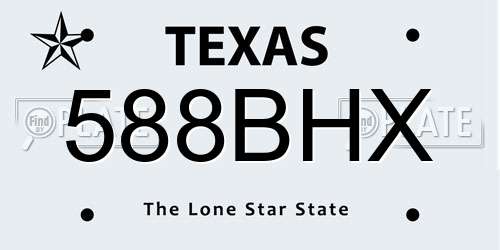 588BHX Texas License Plate