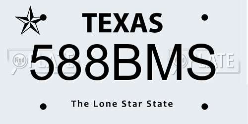588BMS Texas License Plate