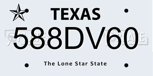 588DV60 Texas License Plate