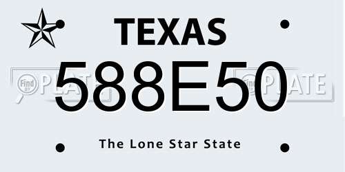 588E50 Texas License Plate