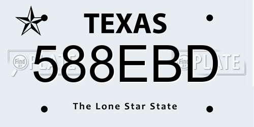 588EBD Texas License Plate