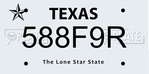 588F9R Texas License Plate