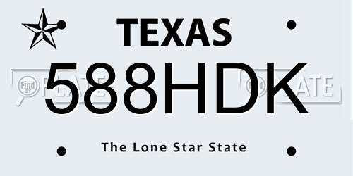 588HDK Texas License Plate