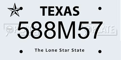 588M57 Texas License Plate