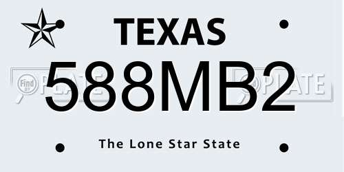 588MB2 Texas License Plate