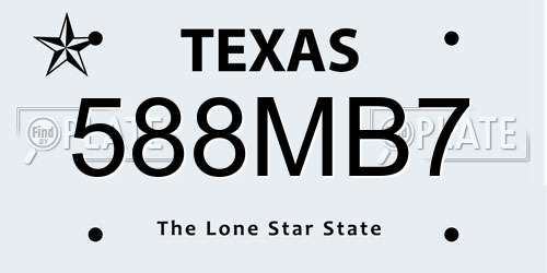 588MB7 Texas License Plate