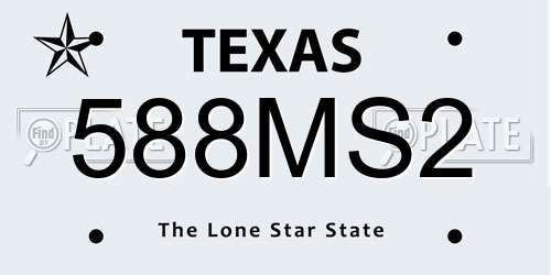 588MS2 Texas License Plate