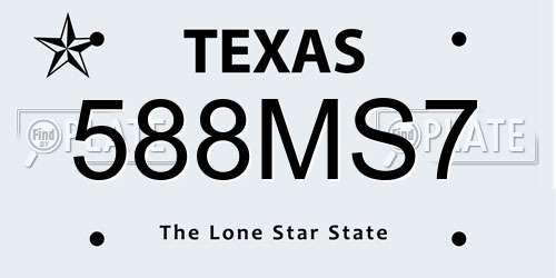 588MS7 Texas License Plate